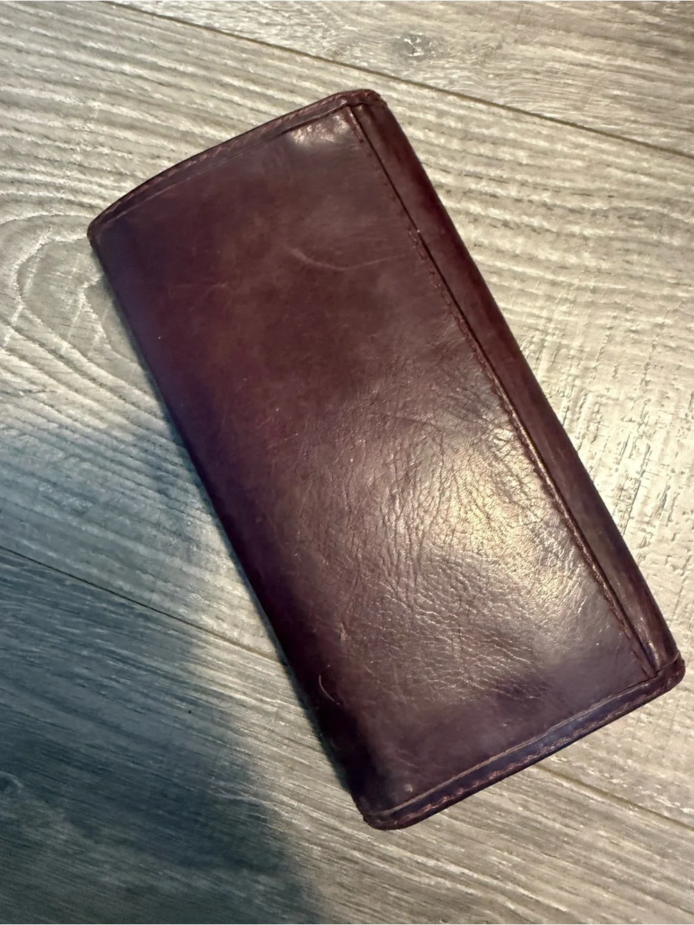 Frye Leather Trifold Wallet Clutch - Dark Purple
